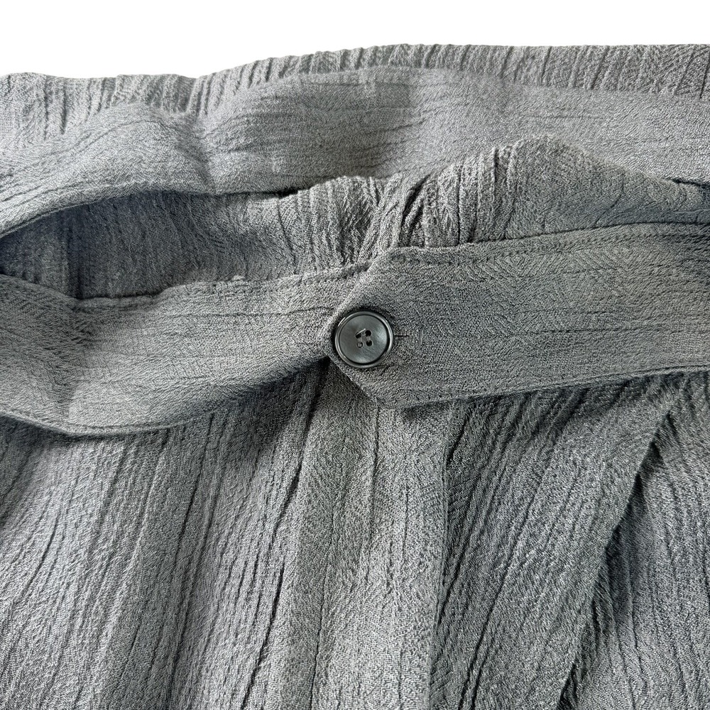 NWT ZARA Women Hi-Rise Wrap Belt Tie Waist Texture Wide Leg Crop Pants SZ L Gray - Picture 6 of 10
